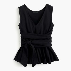 EUC J. Crew Sleeveless Tie Waist Wrap Peplum Top